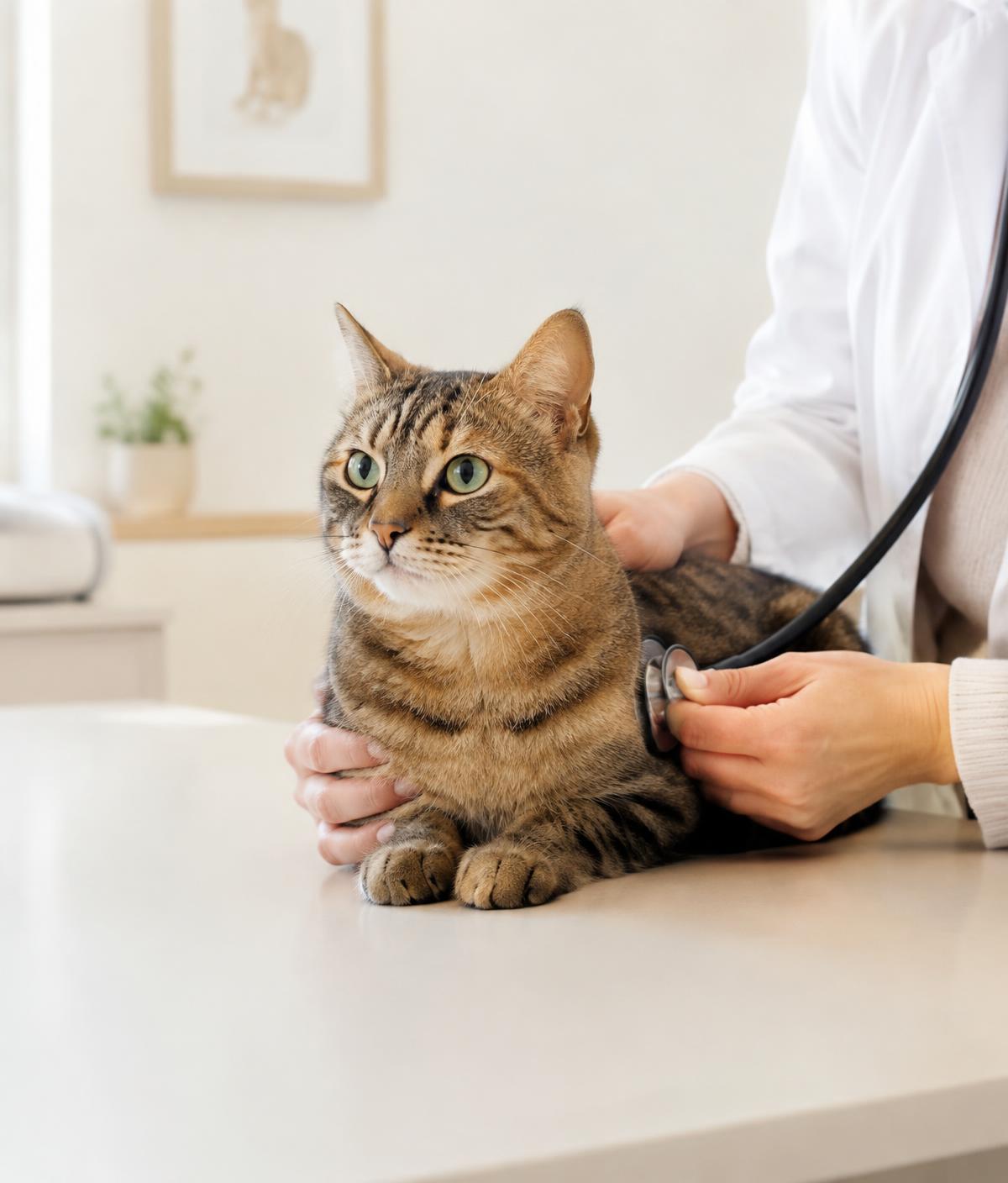 Calm cat during a gentle feline examination